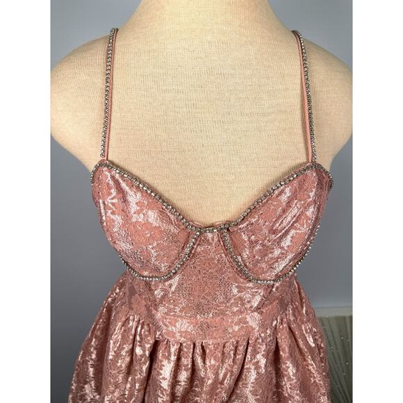 For Love & Lemons Shai Crystal Embellished Floral Tiered Maxi Dress Sz Medium - Picture 6 of 11